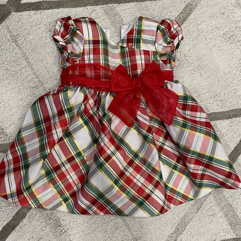 Adorable Christmas tartan dress with matching bloomers Worn once for pictures